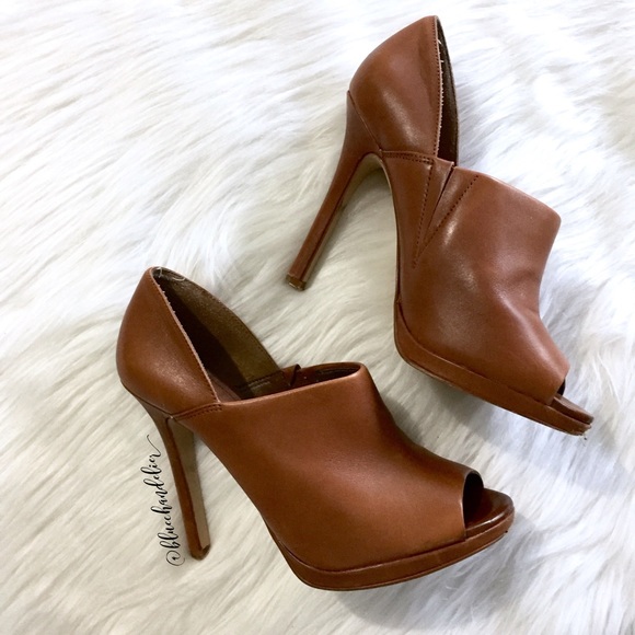Aldo Shoes - aldo • leather cognac open toe heels